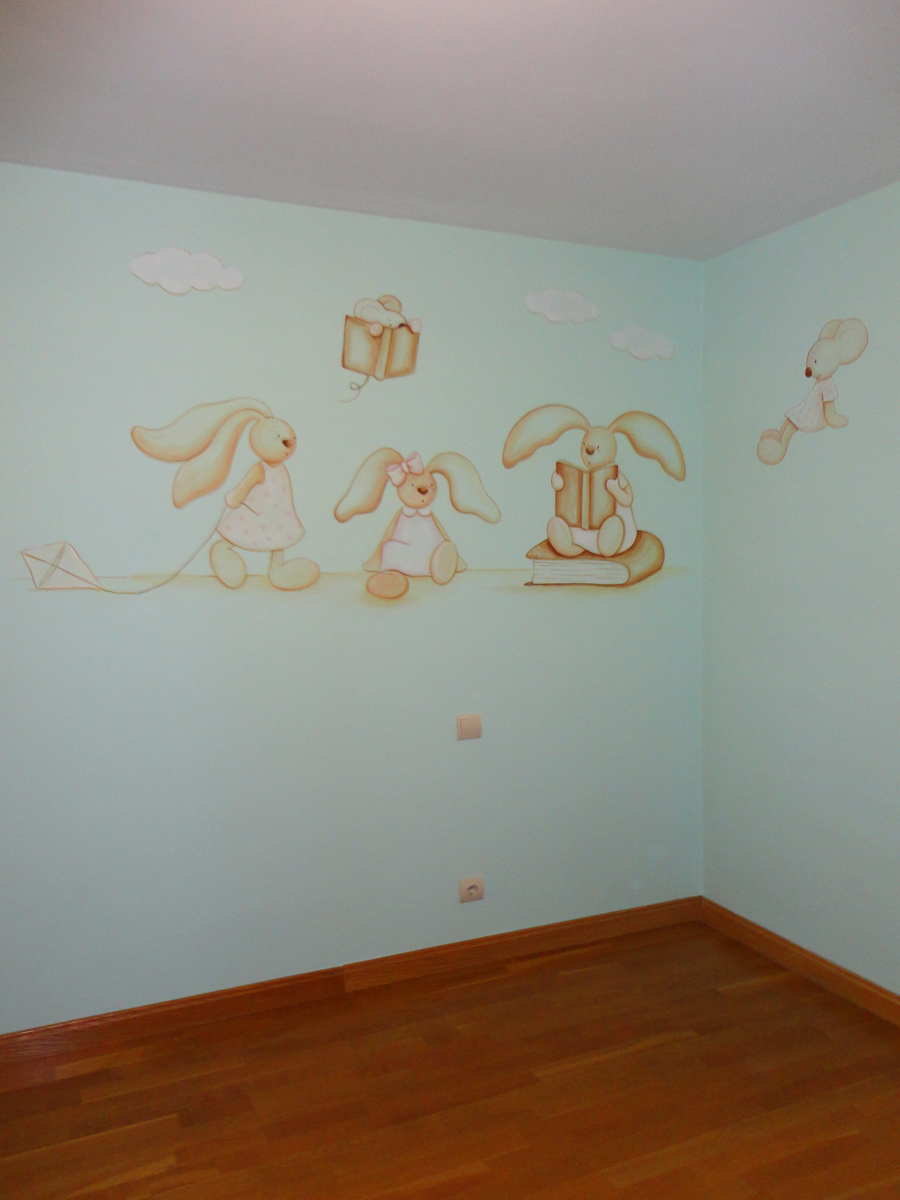 murales de conejos y ratones para bebes